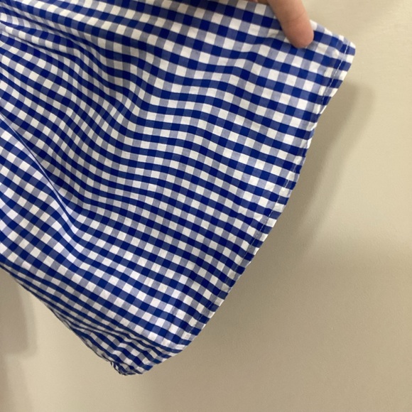 Who What Wear Blue White Gingham Blouse Peplum Hem Bell Sleeve Women's XS - Picture 10 of 14